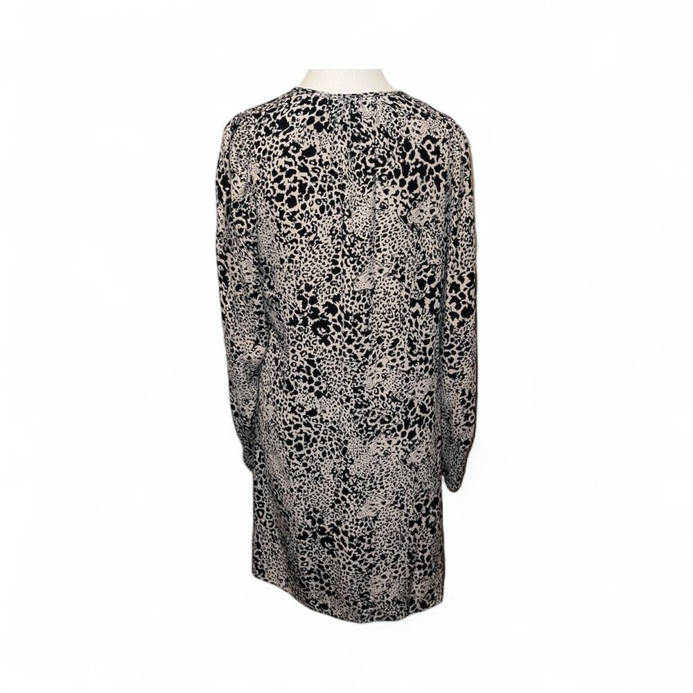 Rebecca Taylor Leopard 100% Silk A-Line Long Sleeve Button Up Shift Dress Size 8 - Picture 5 of 16